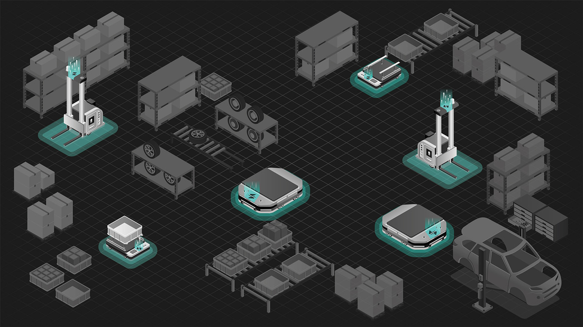 Illustration showing the NODE Robot Autonomy Skills in an example application